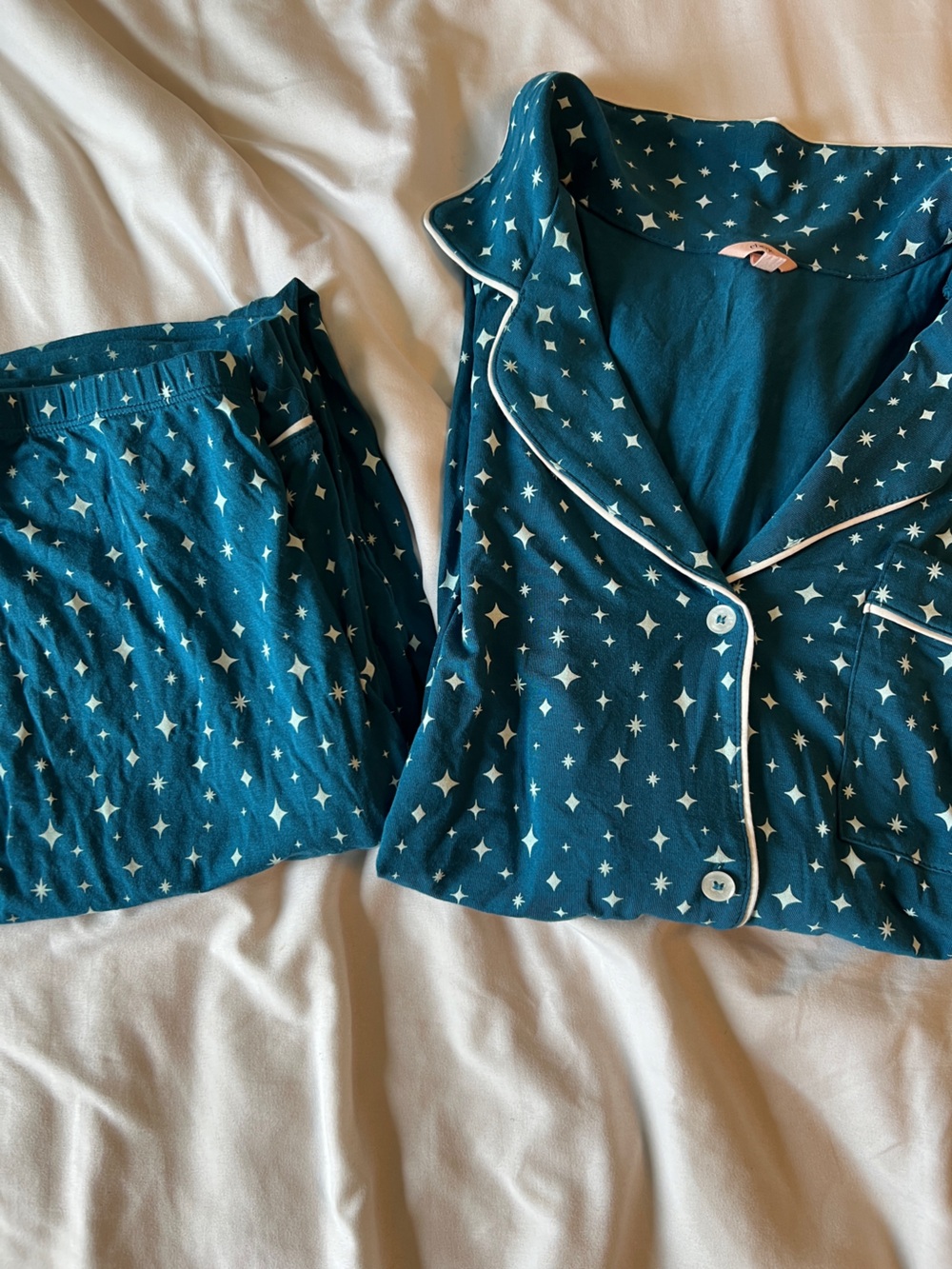 Eberjey Blue and White Starry Pajama Set M